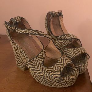 Jeffrey Campbell Ibiza Raffia Platform Sandals